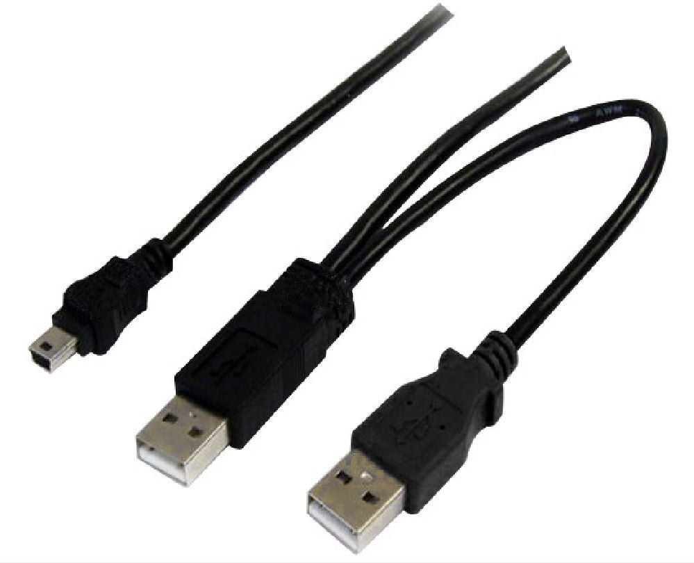 Astrotek USB 2.0 Y Splitter Cable - Type A Male to Mini B 5 pins 1m + USB Type A Male 2m Black Colour Power Adapter Hub Charging Astrotek USB 2.0 Y Splitter Cable - Type A Male to Mini B 5 pins 1m + USB Type A Male 2m Black Colour Power Adapter Hub Charging